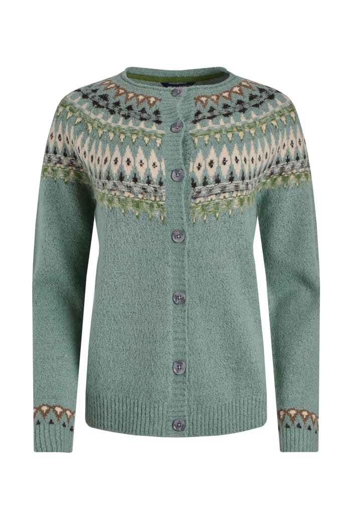 Hatty Fair Isle Cardigan Sea Mist Weird Fish