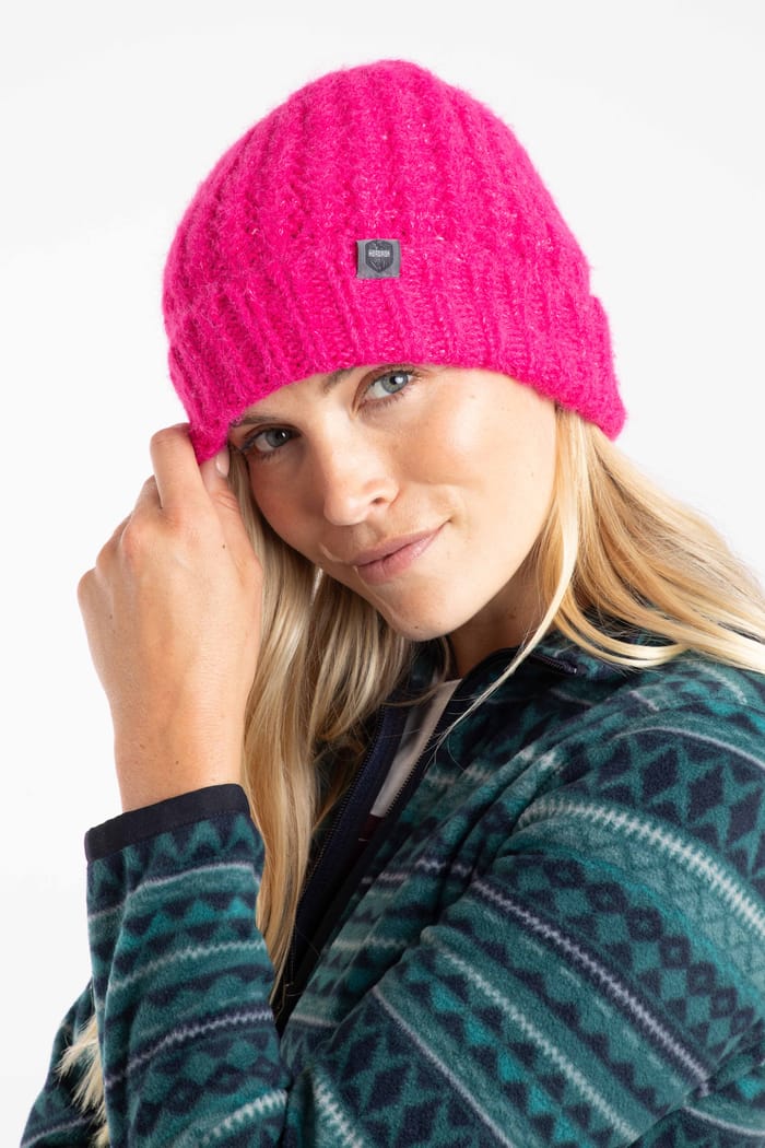 Clare Double Rib Beanie Hat Fuchsia Punch, view 3