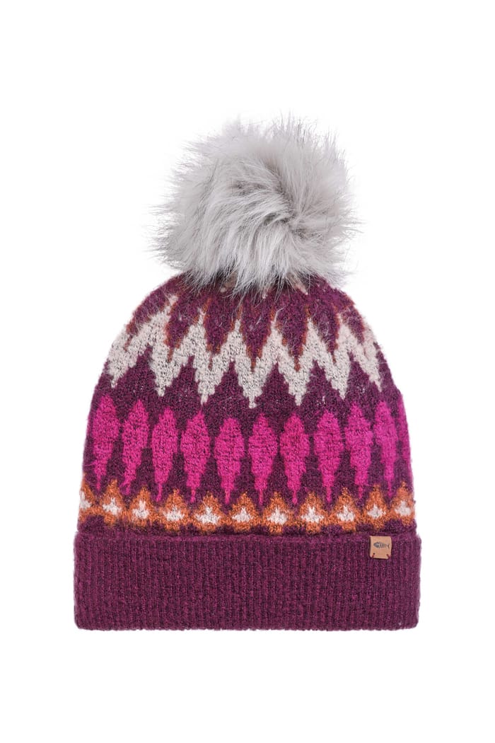 Frady Fair Isle Bobble Hat Beet, view 2