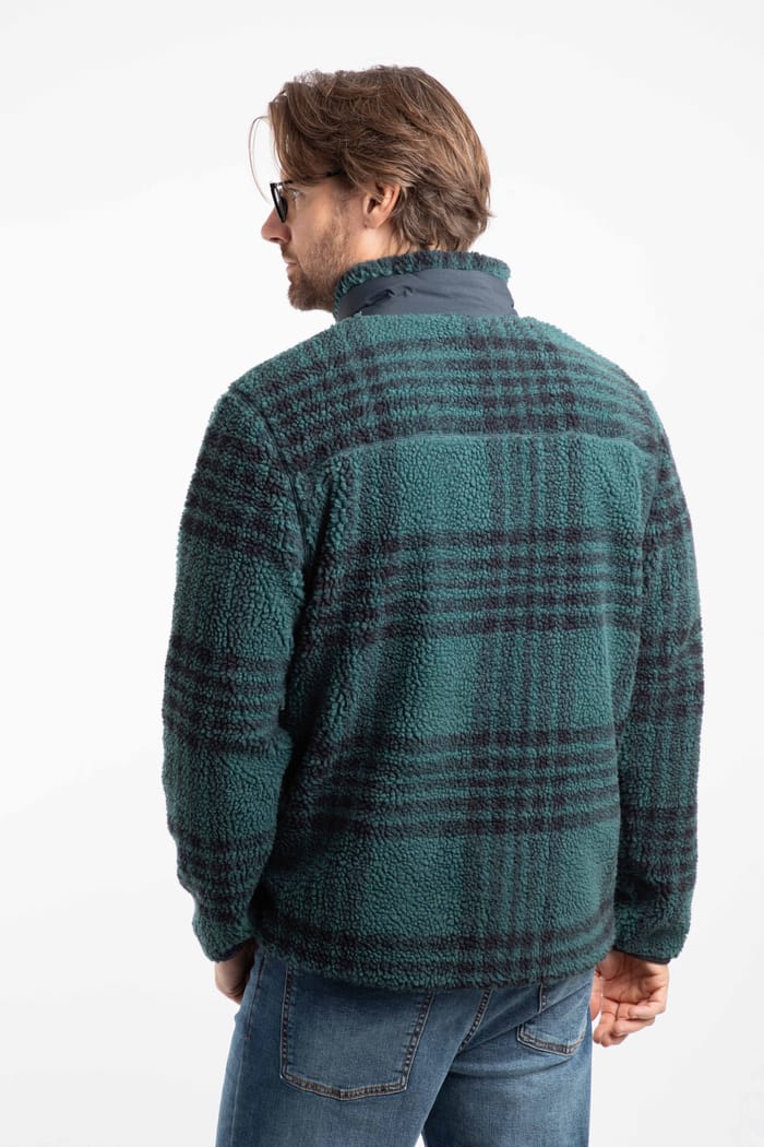 Lucian Full Zip Jacquard Borg Fleece Cedar Green | Weird Fish
