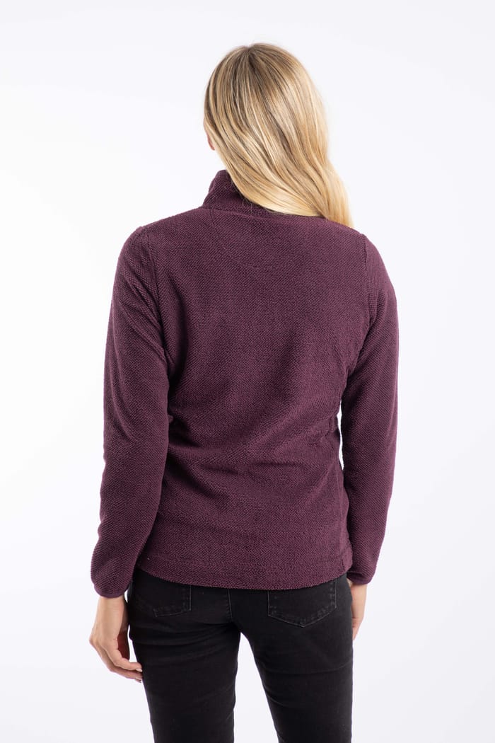 Alina Textured Full Zip Fleece Aubergine | Weird Fish