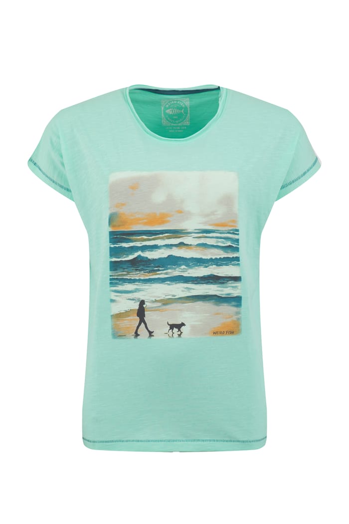 Walking Club Front Print Graphic T-Shirt Apple Mint | Weird Fish