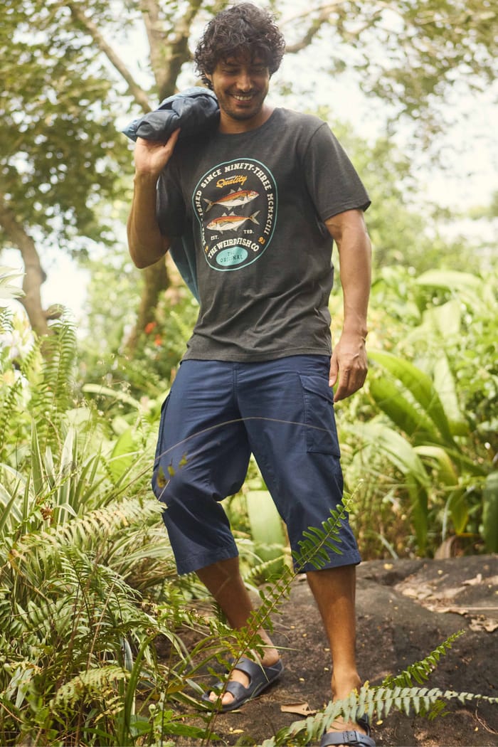 Summersville 3/4 Length Ripstop Cargo Shorts Navy | Weird Fish