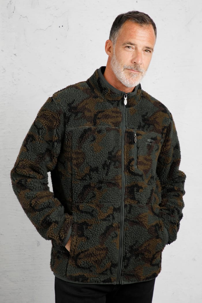 Lewis Full Zip Lined Camo Borg Fleece Dark Olive