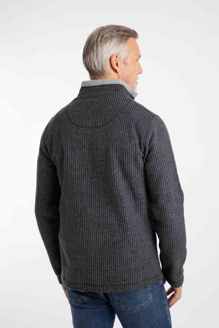 Newark Eco 1/4 Zip Grid Fleece Washed Black | Weird Fish