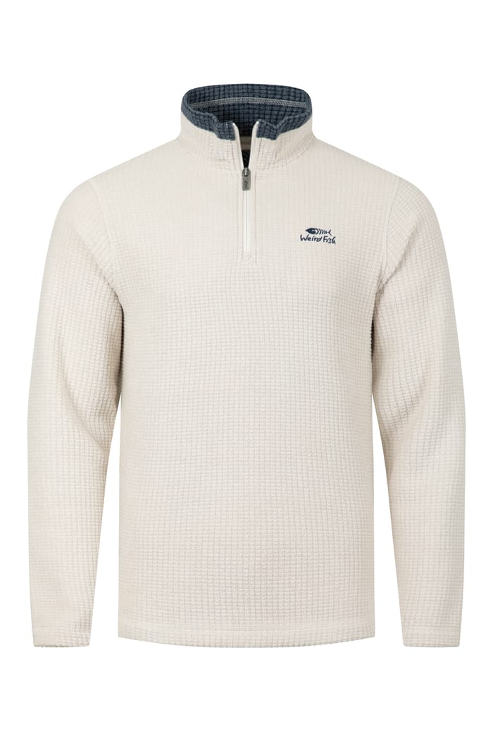 Newark Eco 1/4 Zip Grid Fleece Ecru Weird Fish