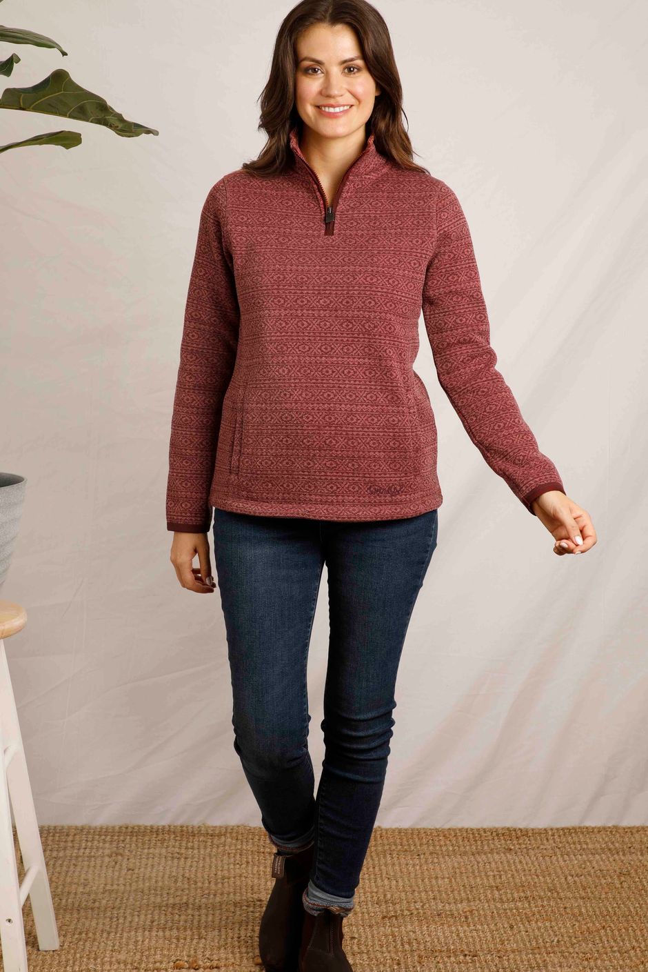 Isobel 1/4 Zip Recycled Soft Knit Rouge Red