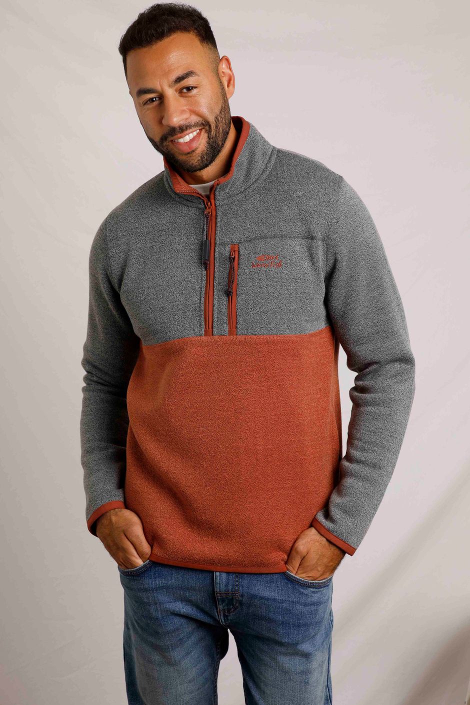 Thunderton Recycled 1/4 Zip Soft Knit Brick Red