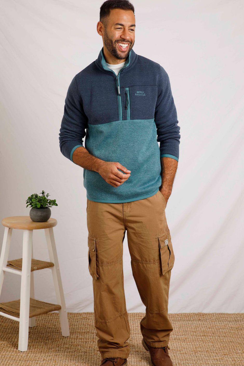 Thunderton Recycled 1/4 Zip Soft Knit Teal Blue