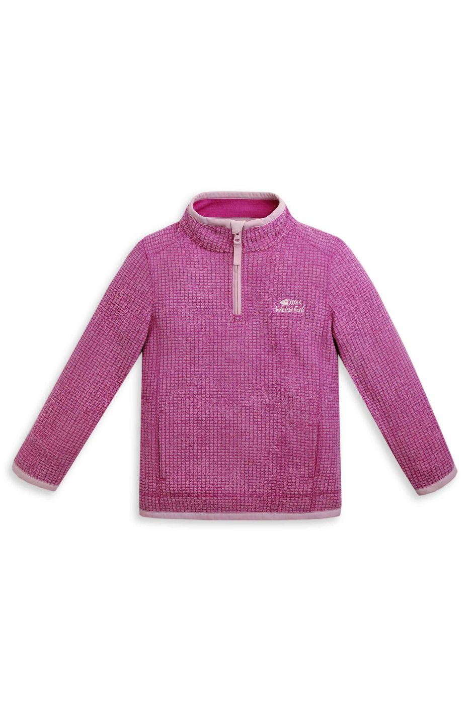 Archie Unisex Kids Eco 1/4 Zip Grid Fleece Raspberry
