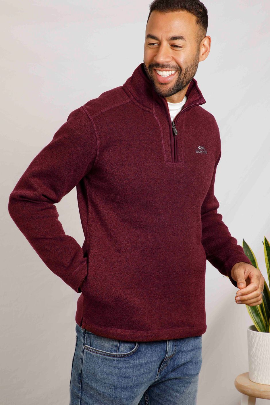 Stowe Recycled 1/4 Zip Soft Knit Antique Cherry