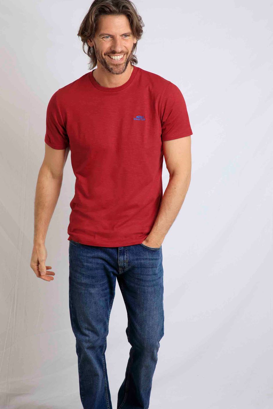 Fished Organic Cotton T-Shirt Barberry Red Marl