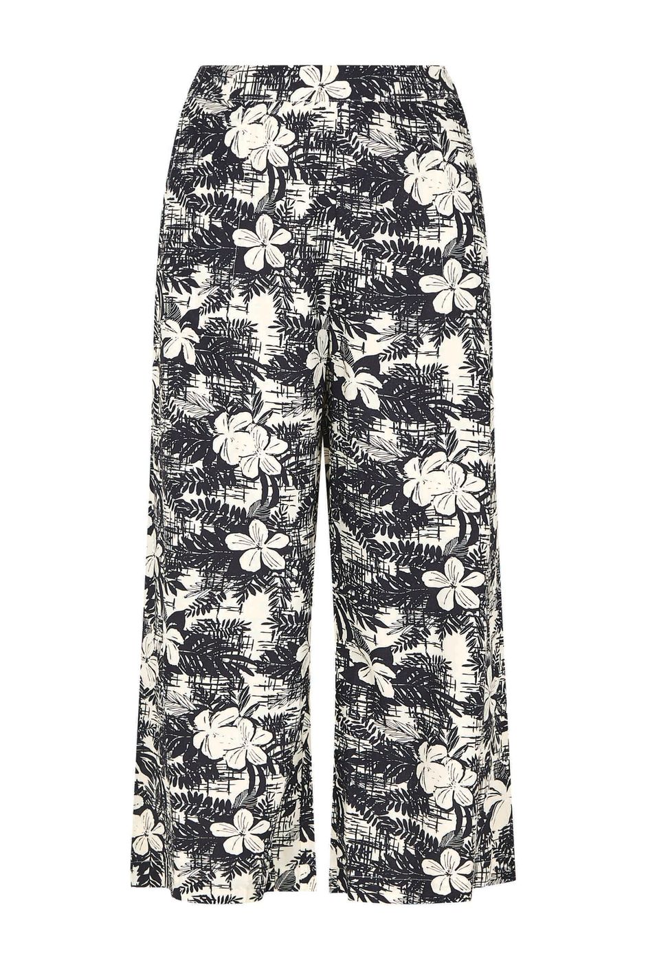 Tresco Eco Viscose Printed Wide Leg Cropped Trousers Dark Denim | Weird ...