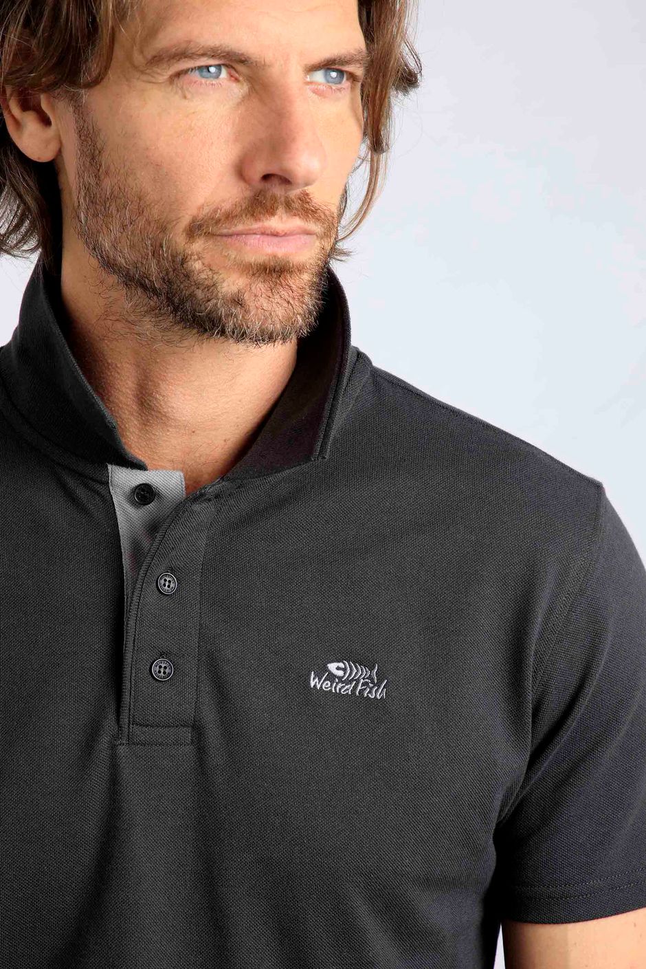 Miles Organic Pique Polo Washed Black