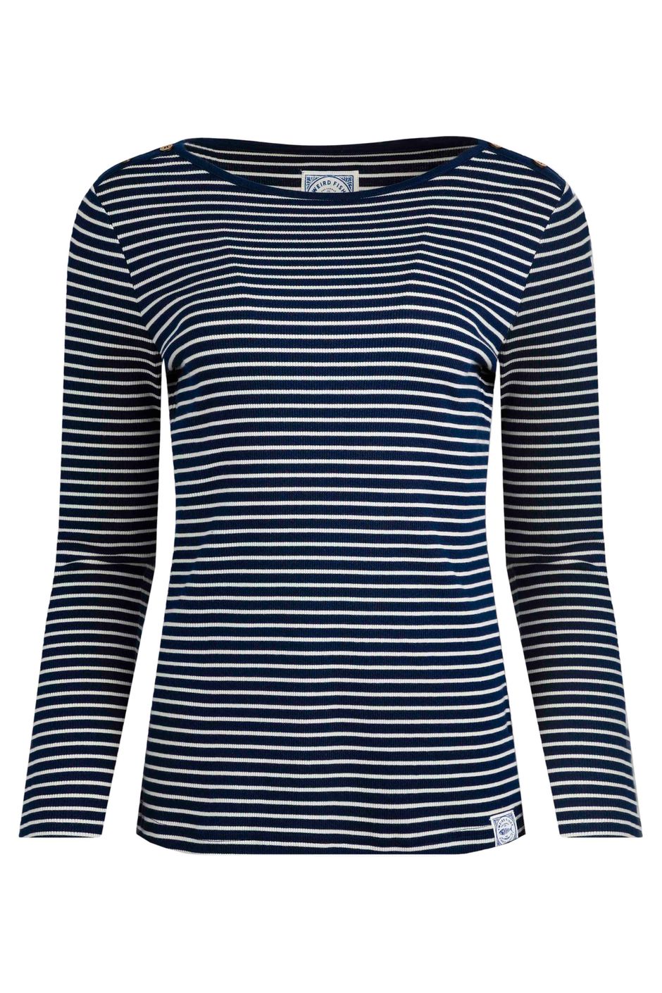 Mila Organic Cotton Striped Rib Jersey T-Shirt Navy