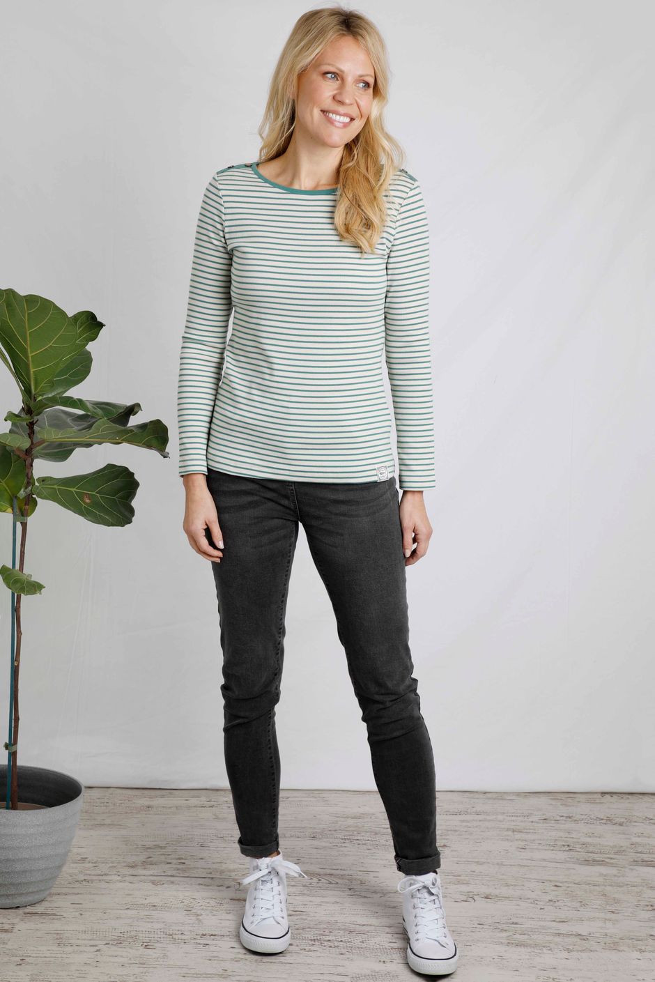 Mila Long Sleeve Ribbed Outfitter T-Shirt Light Cream