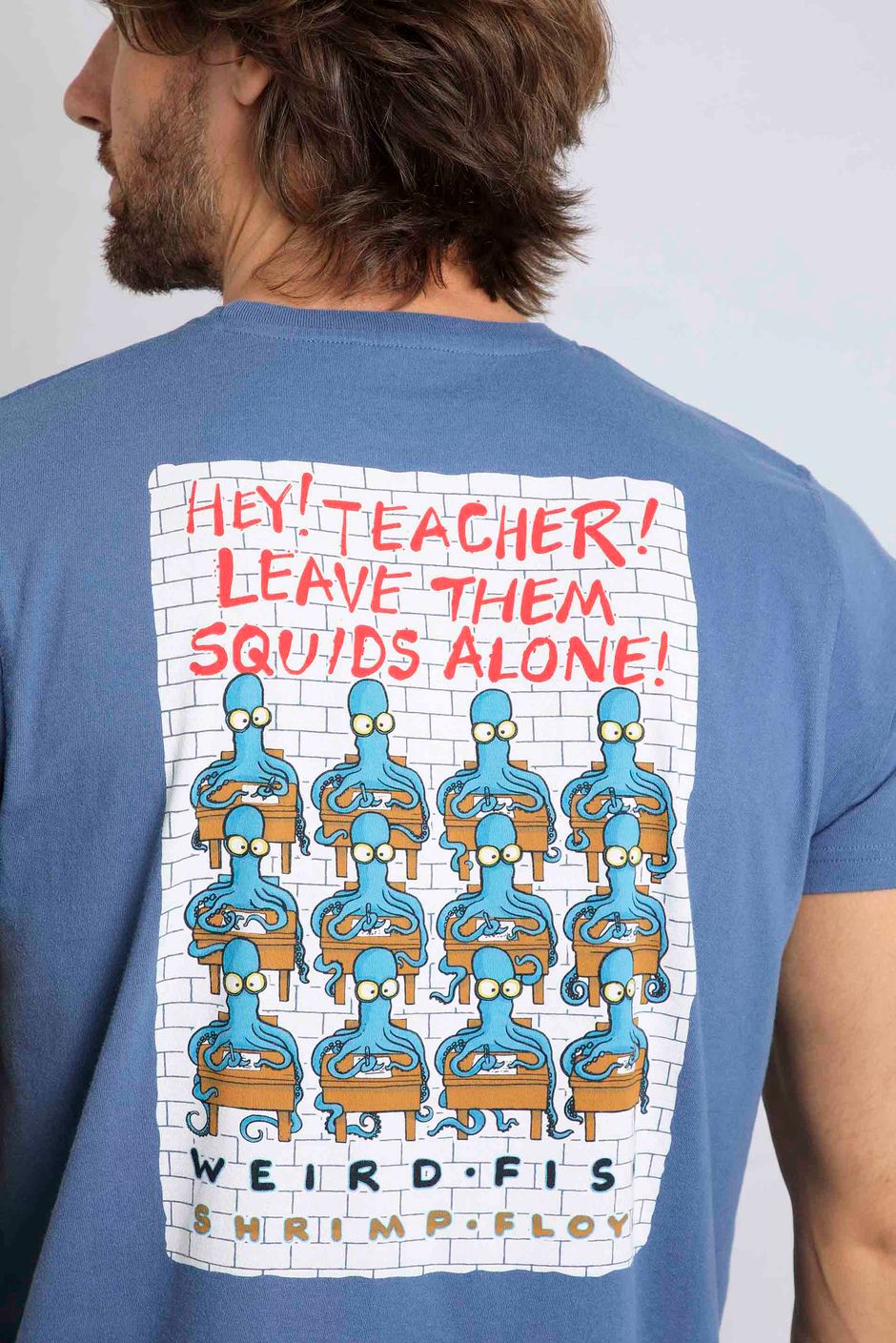 Hey Teacher Artist T-Shirt Mid Blue