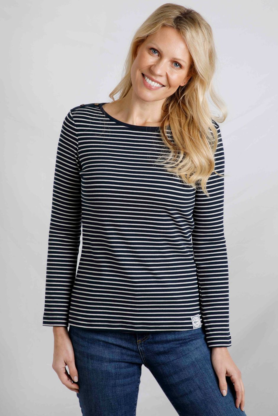 Mila Long Sleeve Ribbed Outfitter T-Shirt Navy