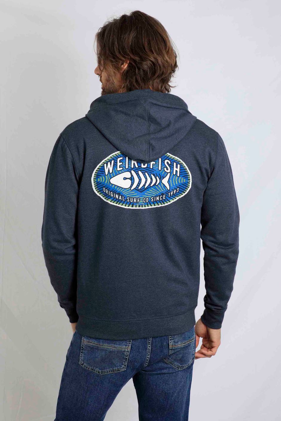 Tyndall Graphic Full Zip Hoodie Dark Navy Weird Fish