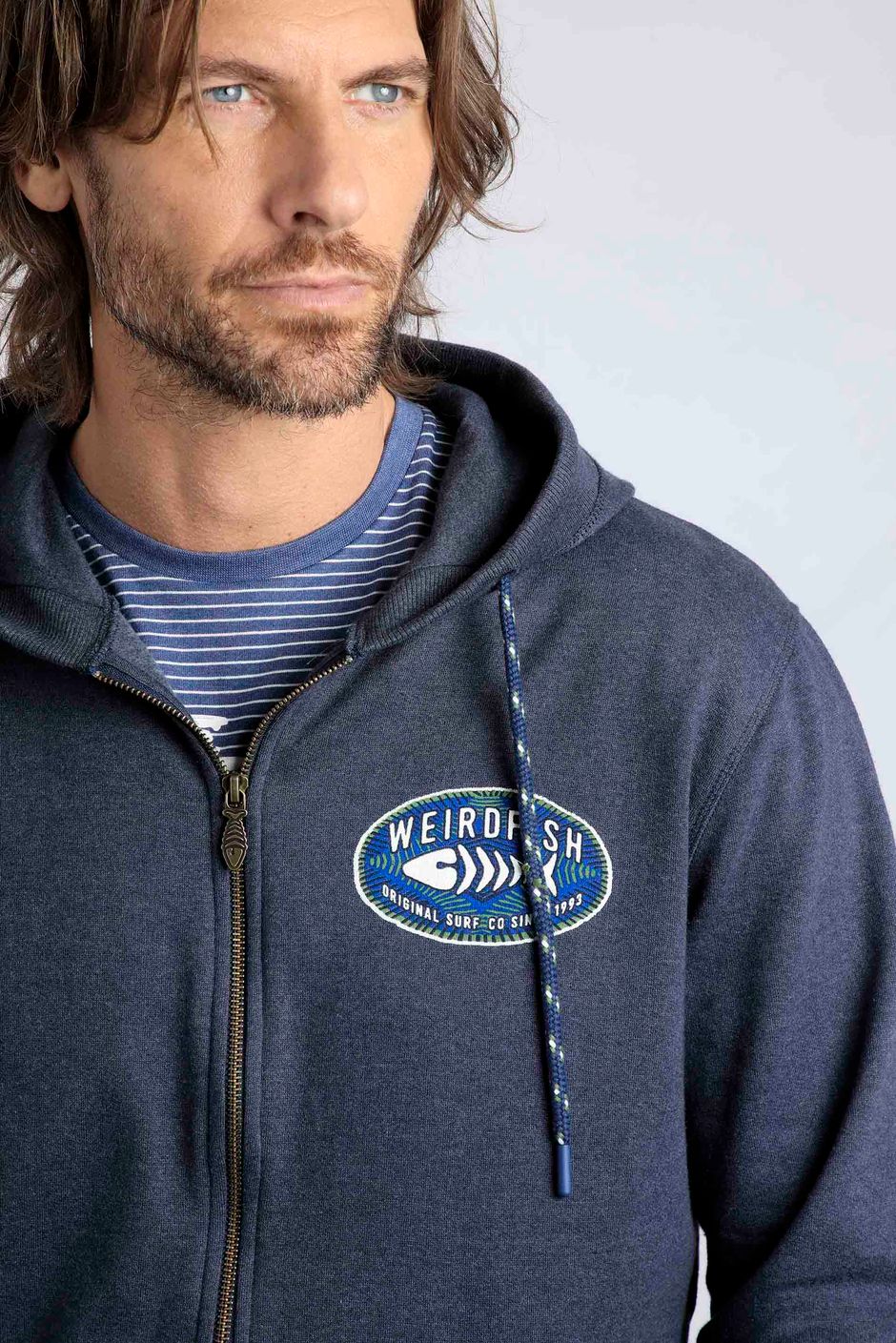 Tyndall Graphic Full Zip Hoodie Dark Navy Weird Fish