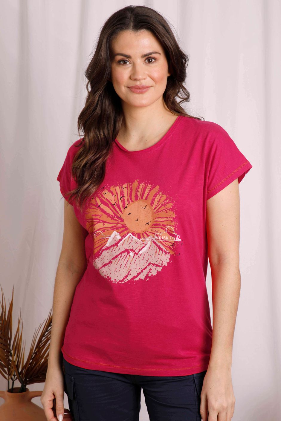 Sundown Organic Cotton Slub T-Shirt  Hot Pink