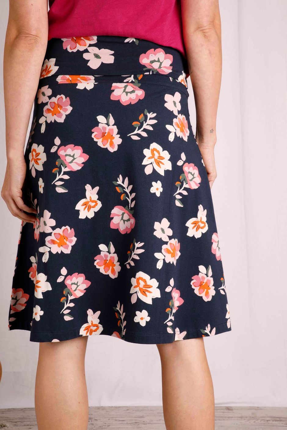 Malmo Organic Printed Jersey Skirt Rich Navy | Weird Fish