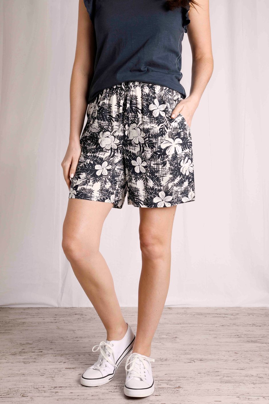 Sundance Eco Viscose Printed Shorts Dark Denim