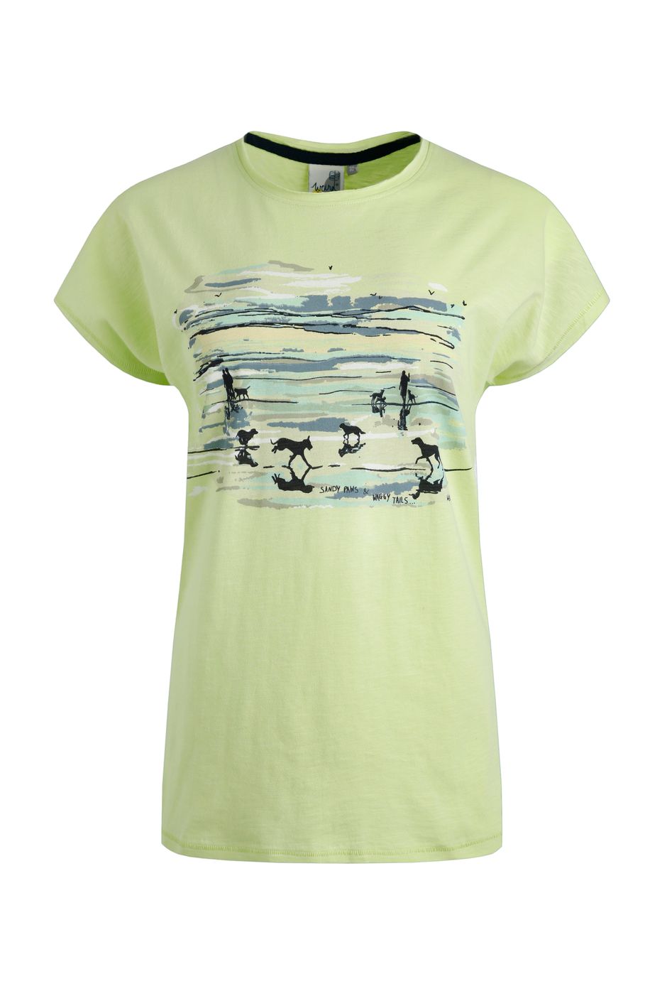 Beach Strolls Organic Cotton Graphic T-Shirt Celery