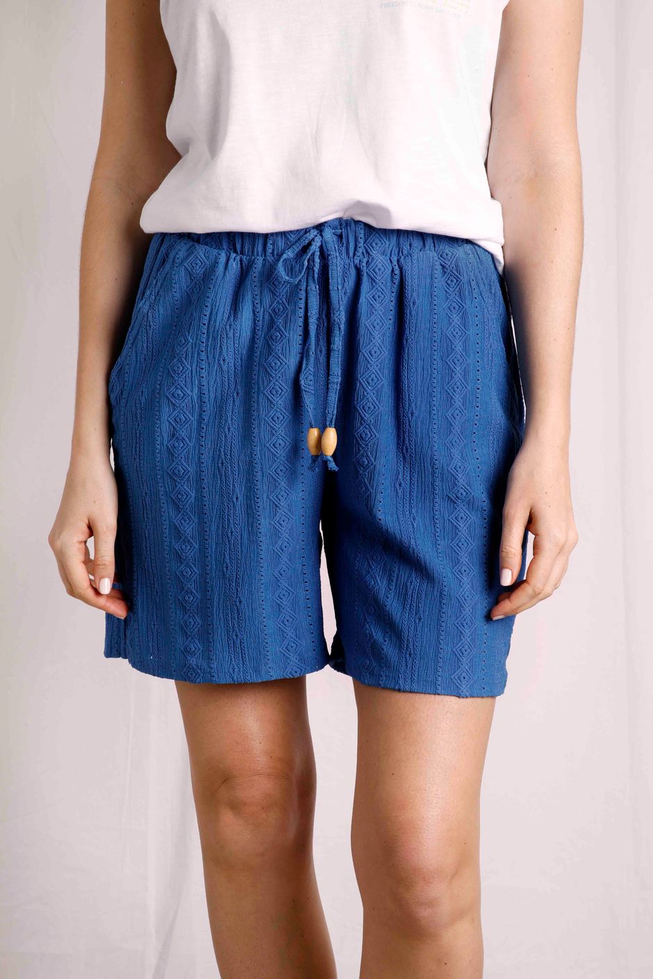 Mima Broderie Stretch Travel Shorts Cobalt Blue