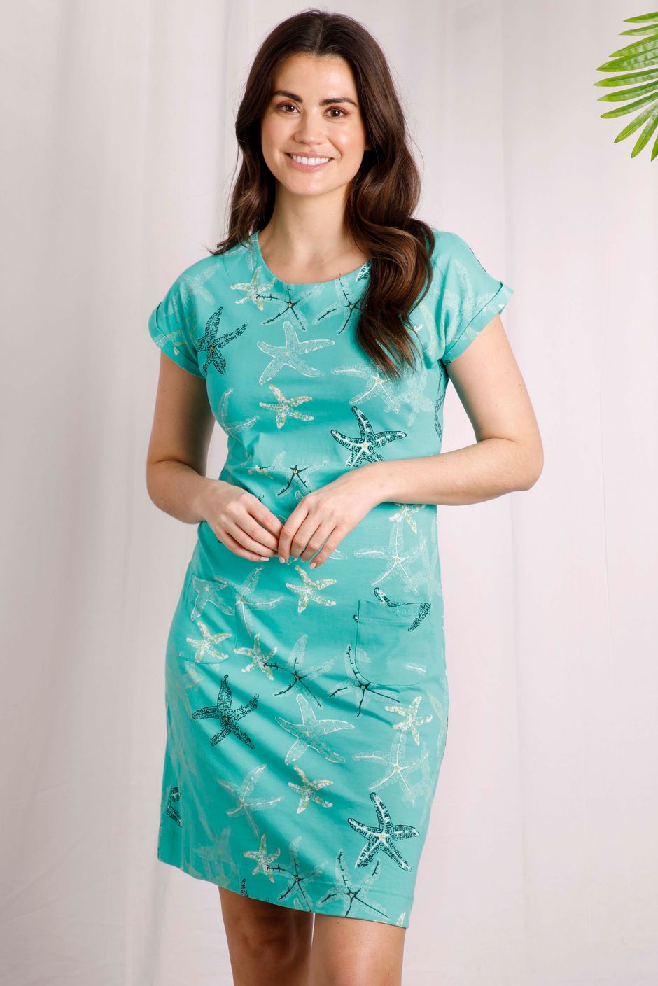 Long Sleeved Organic Cotton Jersey Dress Deep Emerald