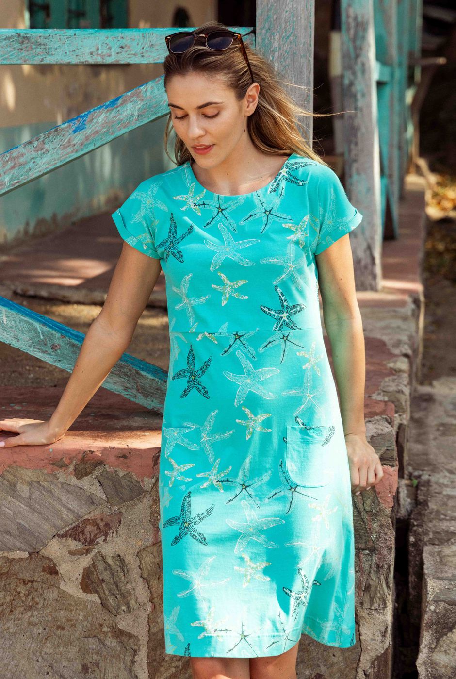Tallahassee Organic Cotton Jersey Dress Lagoon Blue