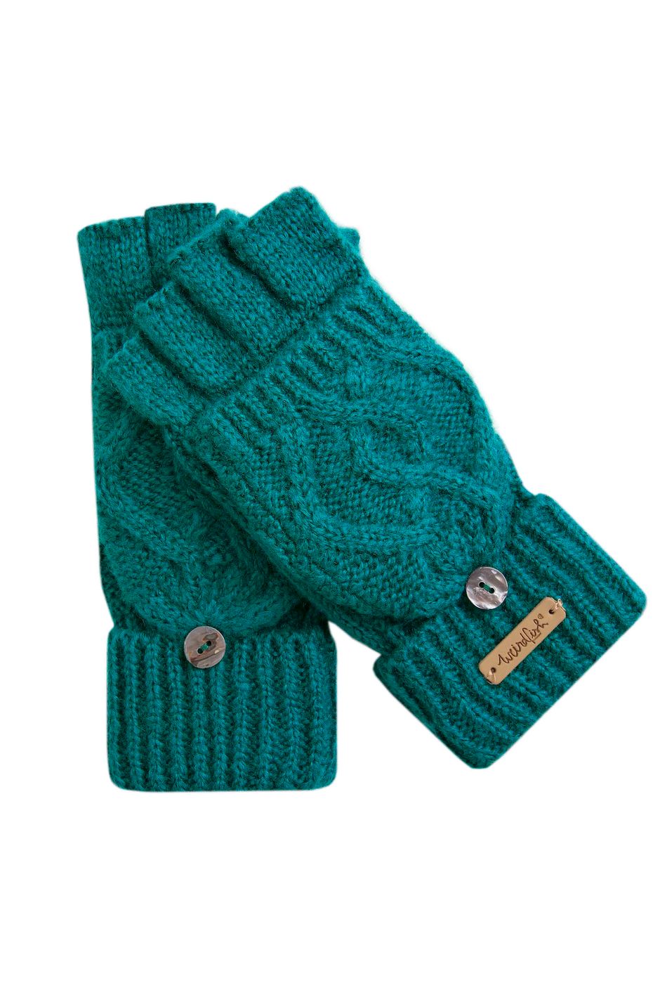 Tally Eco Fingerless Gloves Peacock Blue