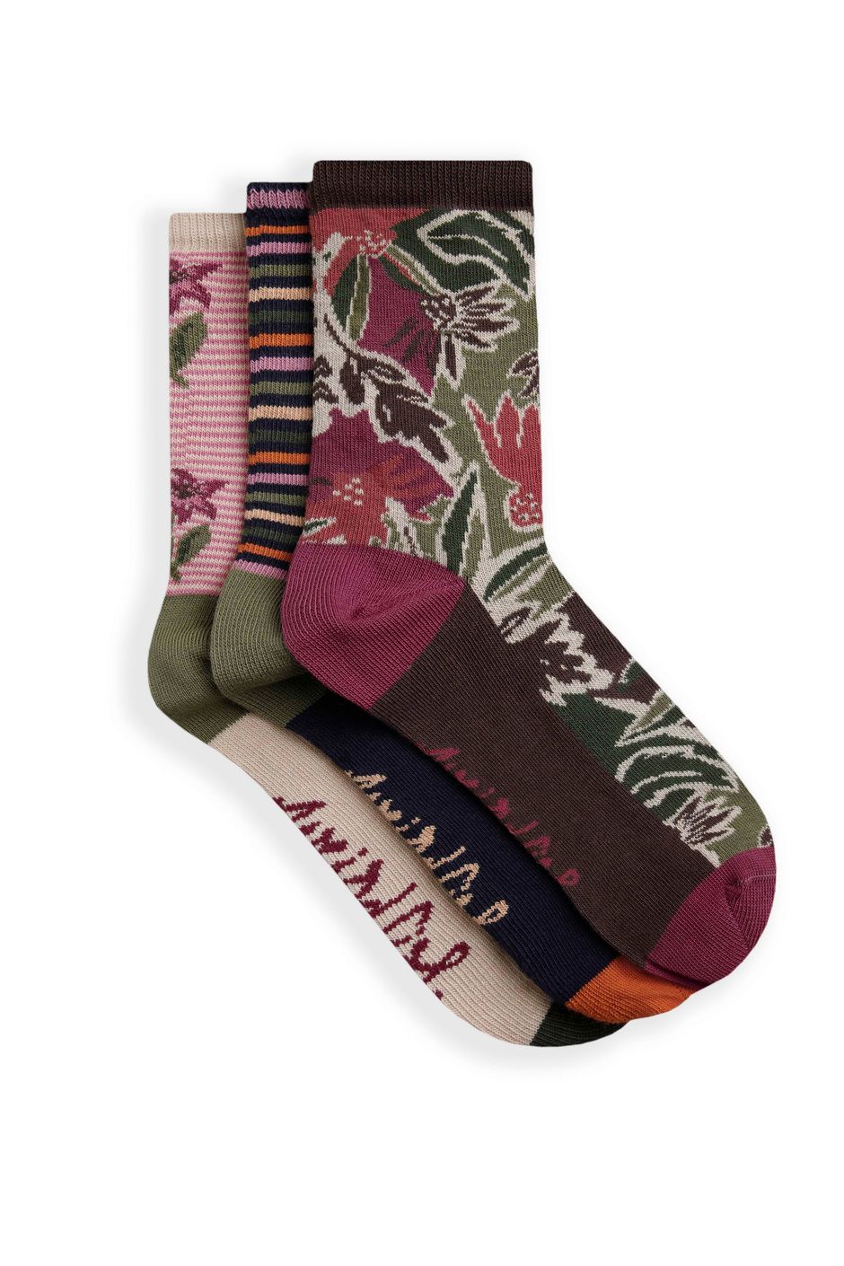 Parade Patterned Socks 3 Pack Chocolate