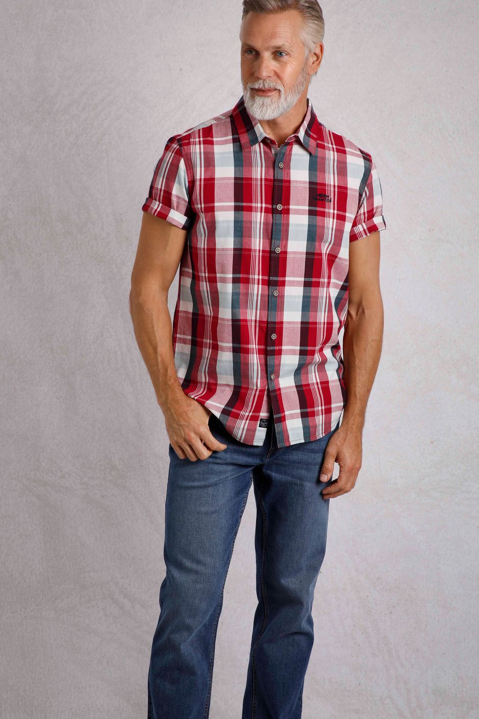Judd Short Sleeve Check Shirt Barberry Red