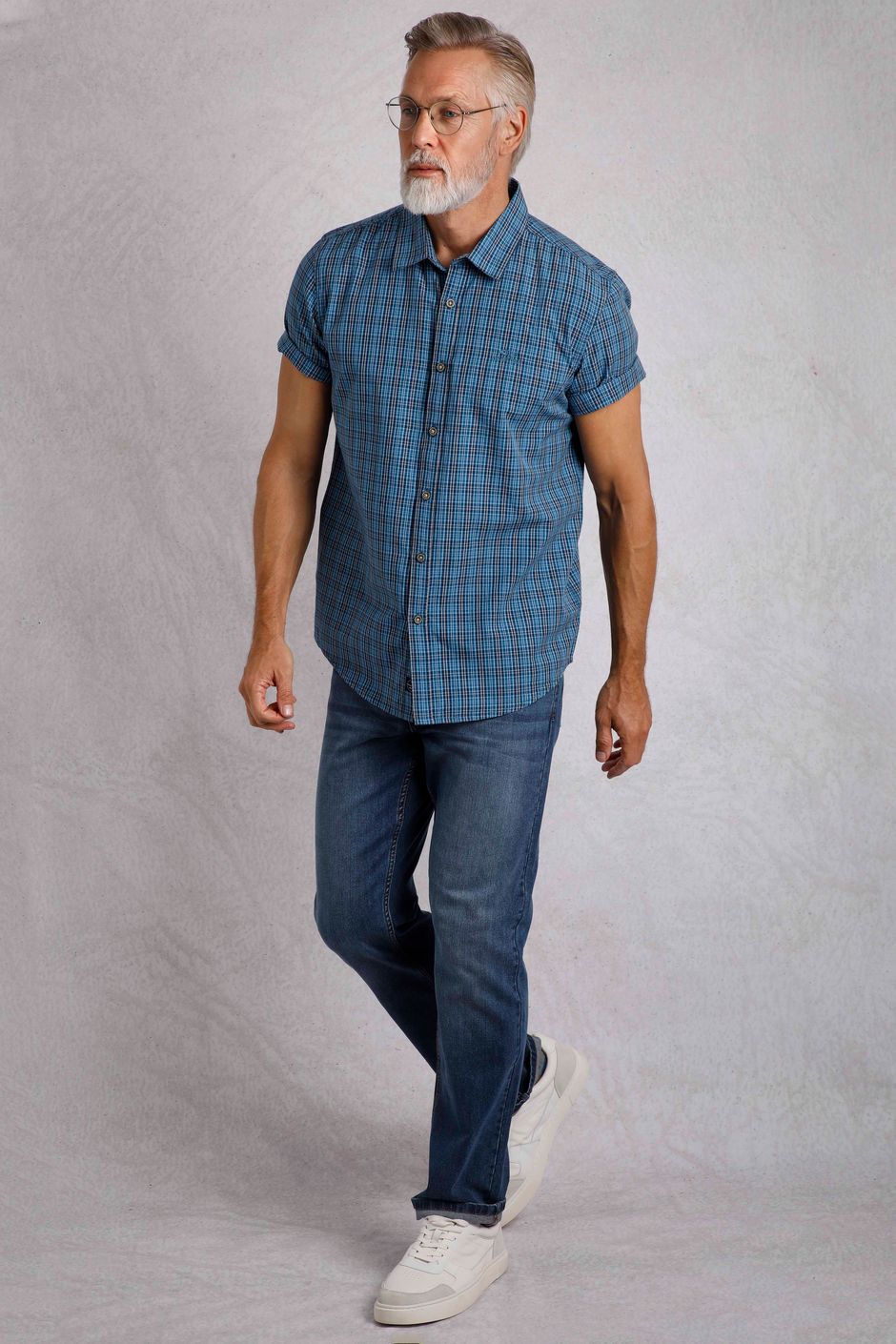 Judd Short Sleeve Check Shirt Ensign Blue