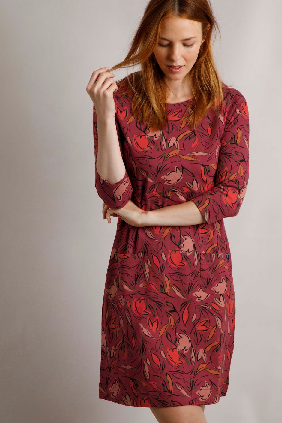 Starshine Organic Cotton Jersey Dress Rhubarb