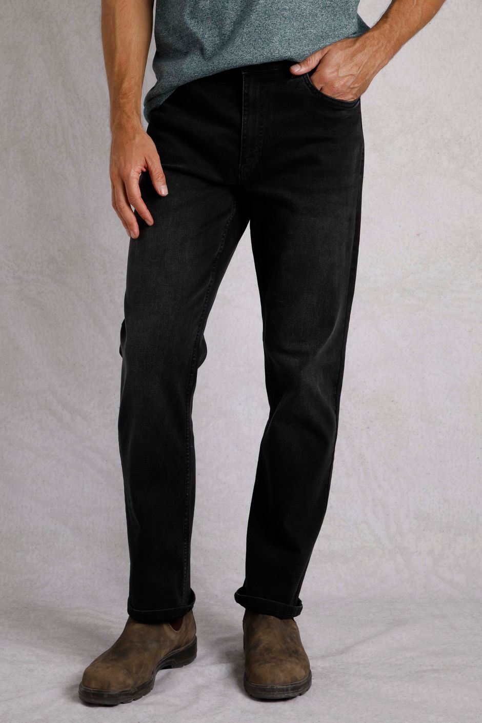 Eddie Straight Leg Denim Jeans Washed Black