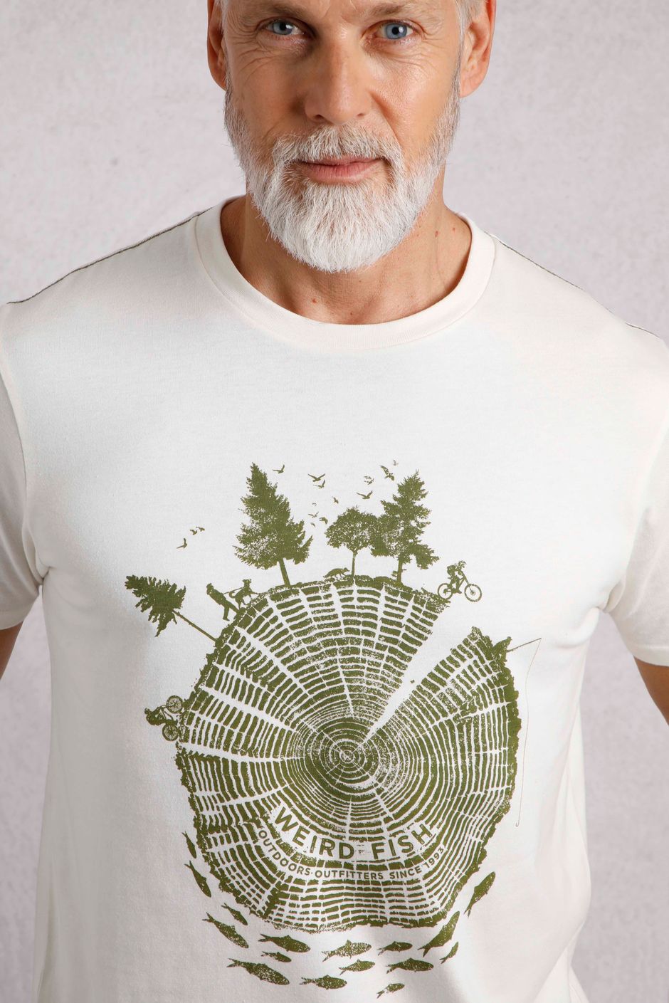 Woodsman Front Print Eco T-Shirt Dusty White