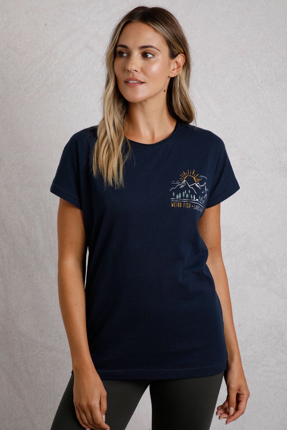 Wander Organic Cotton Graphic T-Shirt Navy