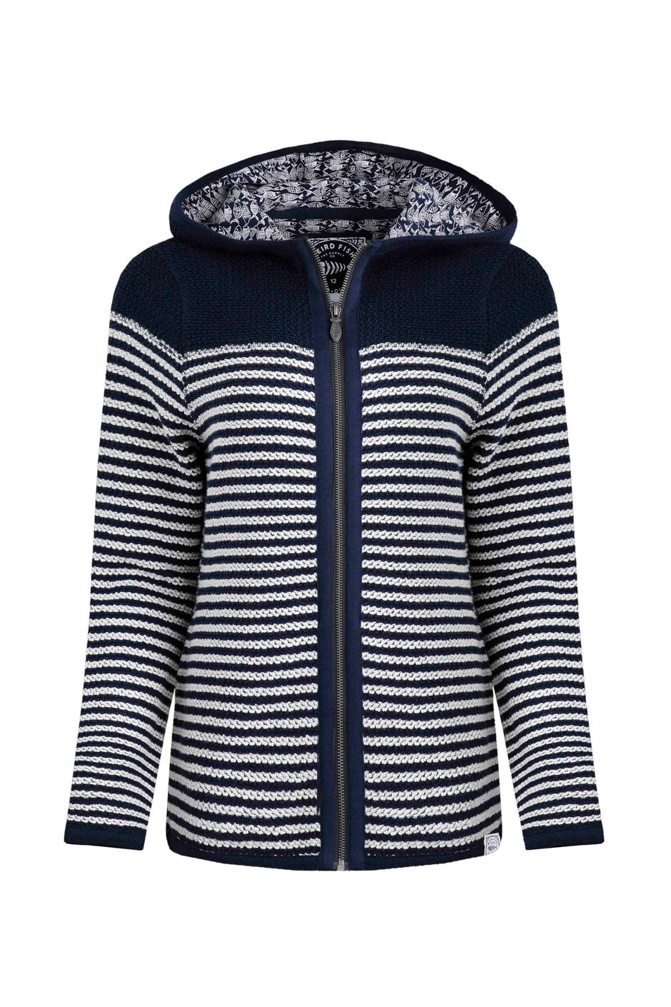 Bianca Full Zip Stripe Eco Macaroni Hoodie Navy