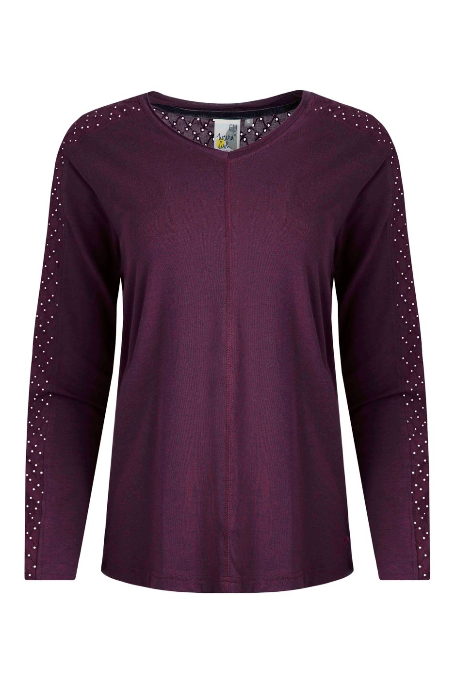 Topia Organic Cotton Broderie Sleeve Outfitter Top Mulled Wine