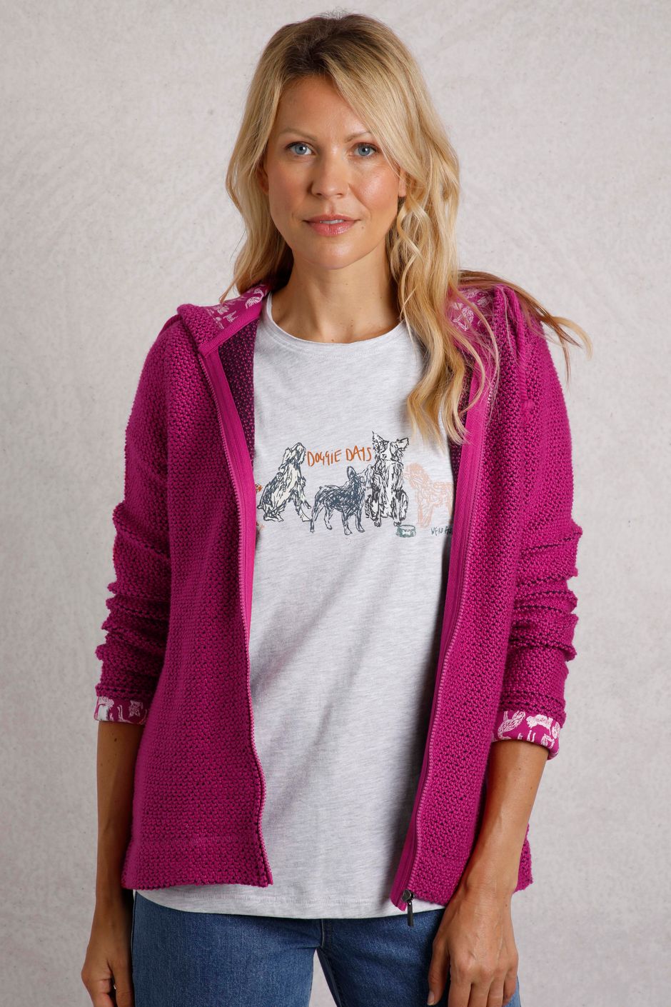 Chicoa Full Zip Hooded Classic Eco Macaroni Magenta