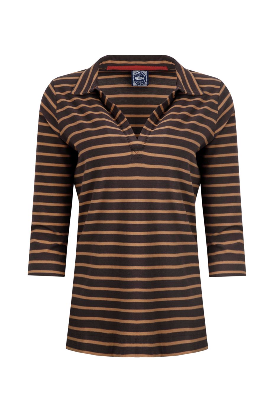 Rhianna Organic Cotton Striped Jersey Shirt  Chocolate