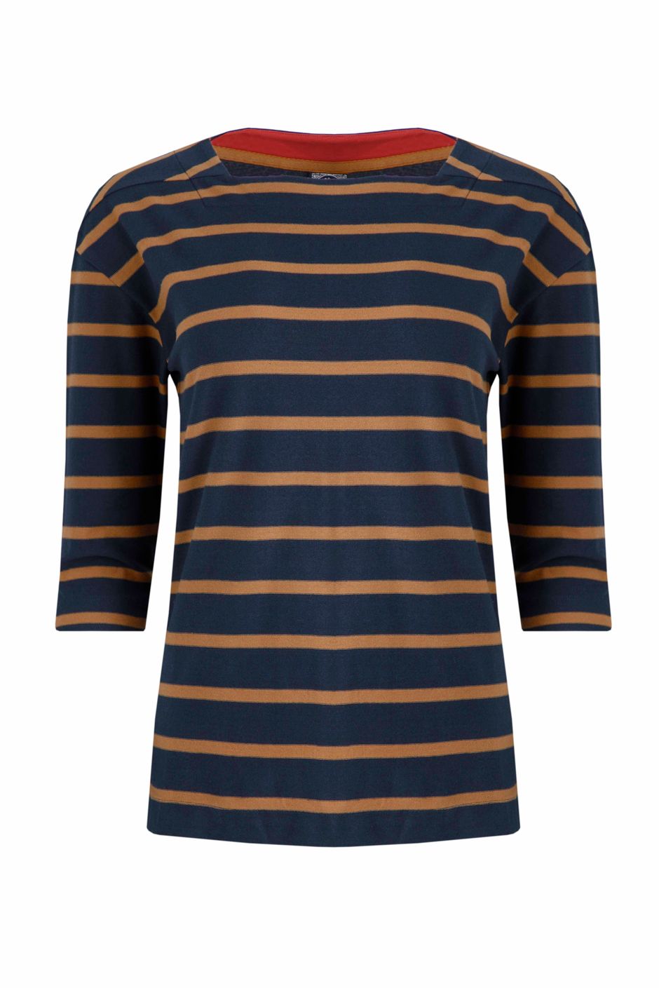 Rommie Organic Cotton Square Neck Stripe T-Shirt Navy