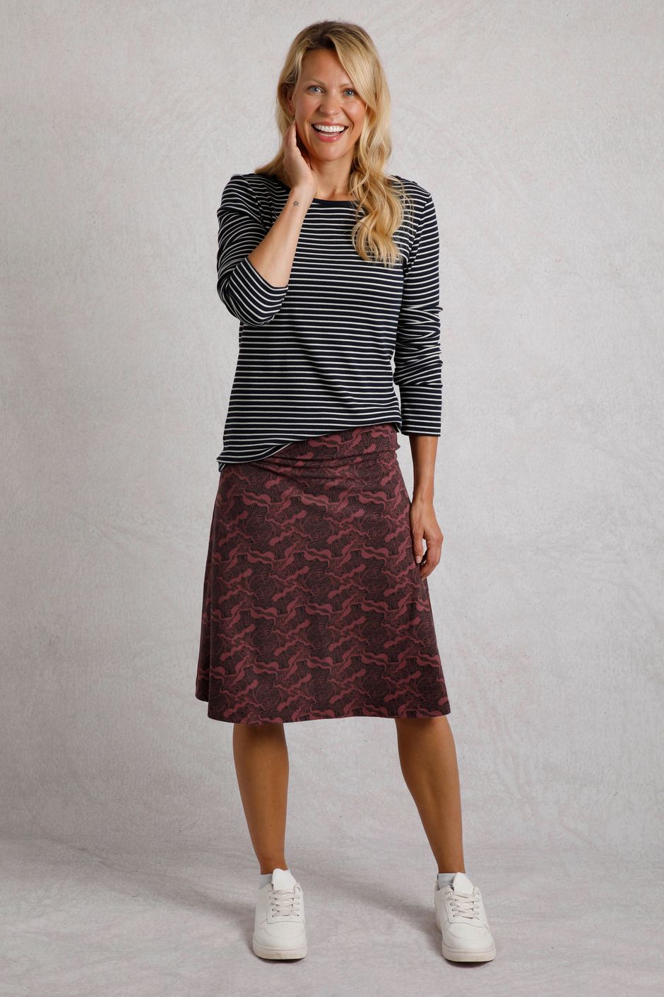 Malmo Printed Jersey Stretch Skirt Chocolate