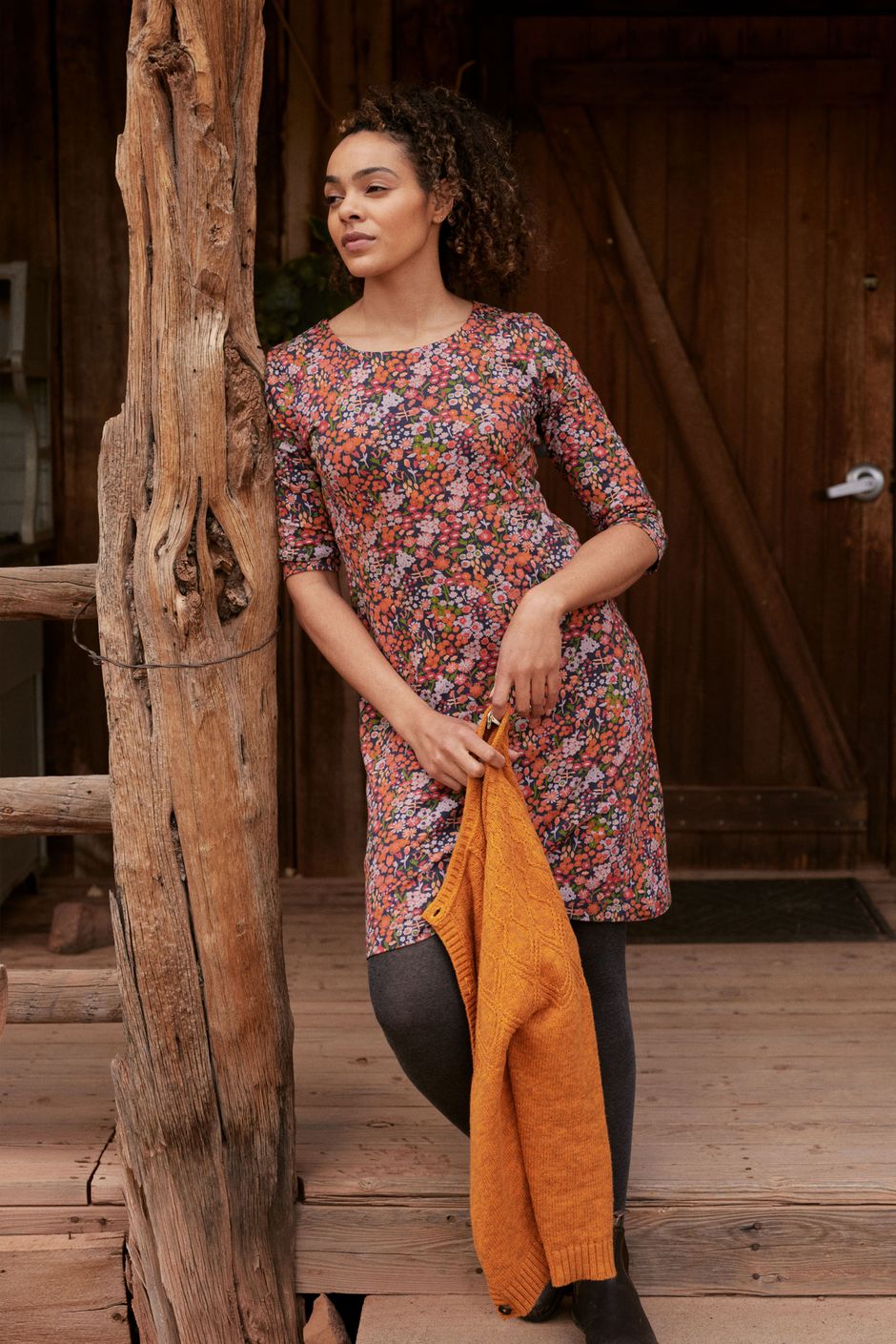 Shafika Printed Jersey Dress Apricot