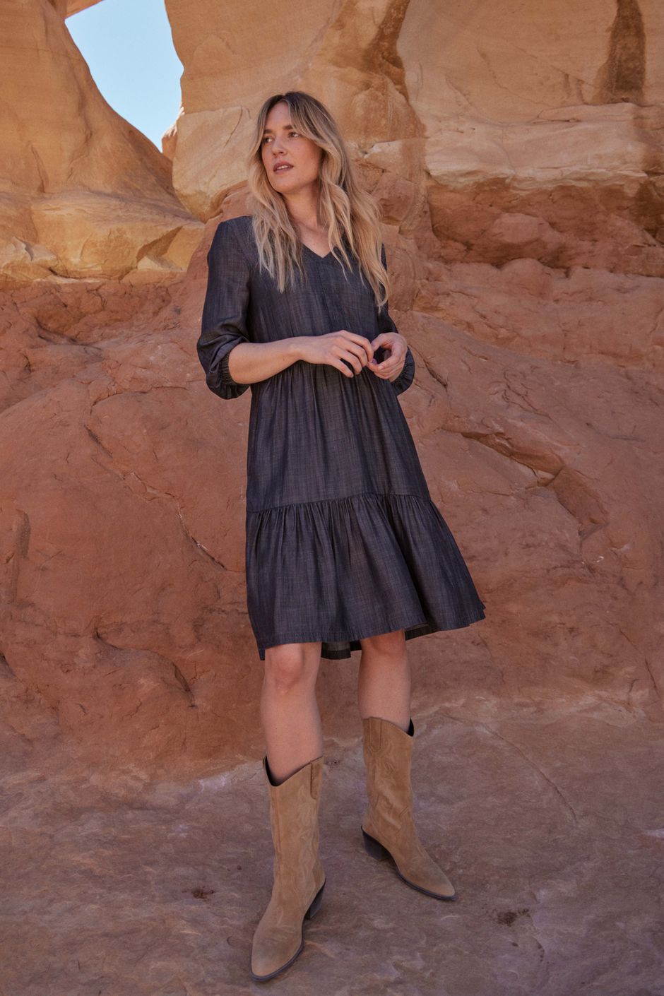 Hannah Tiered Tencel™ Dress  Charcoal