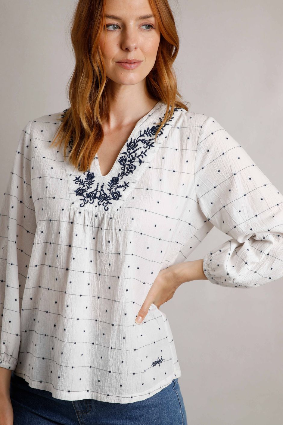 Twiggy Blouse White Dotted Cotton