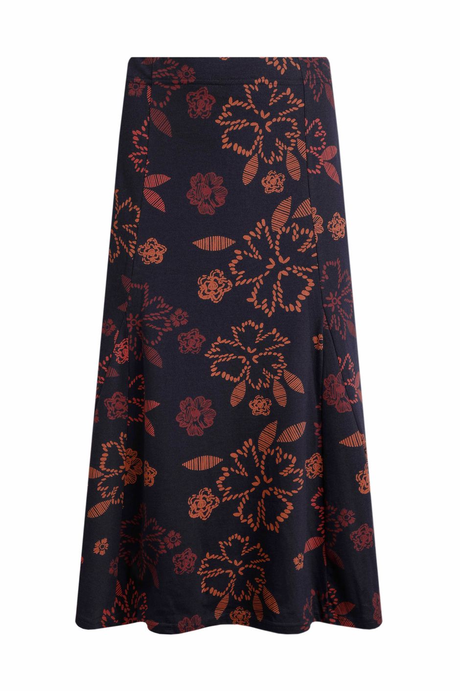 Lorient Organic Cotton Printed Jersey Midi Skirt Nightshade