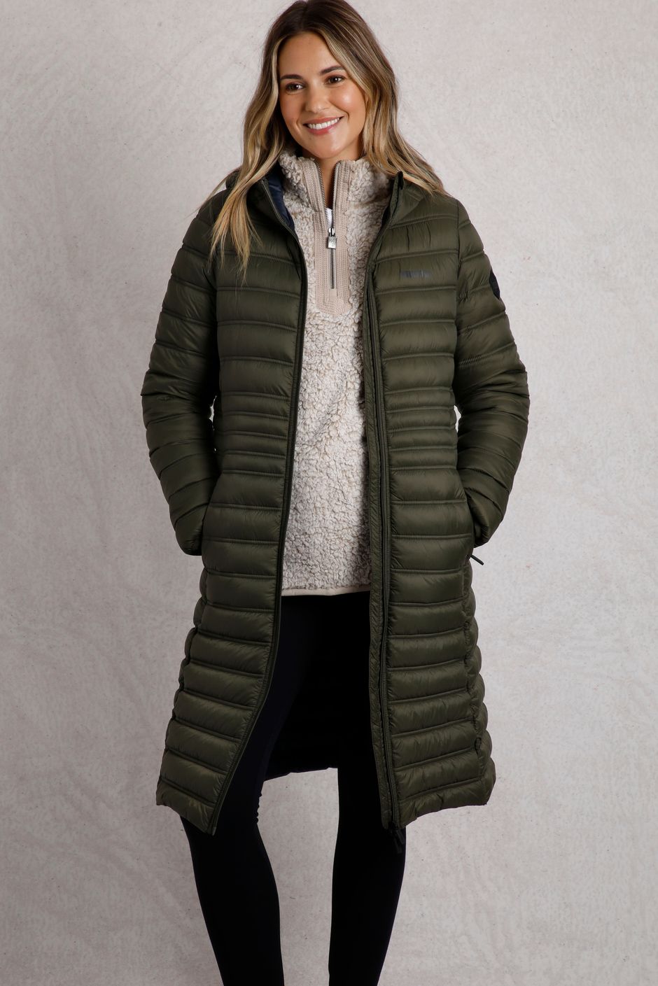 Ravinia Lightweight Padded Long-Line Jacket Fir Green